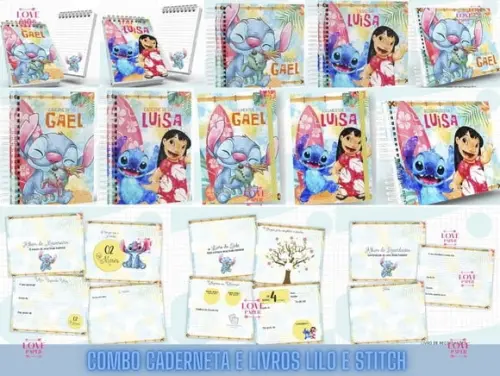 Combo Caderneta e Livros Lilo e Stitch Arquivo Digital