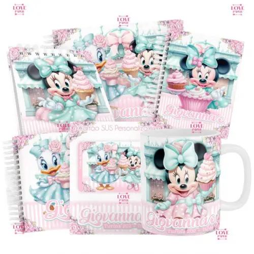 Combo Caderneta e Livros Minnie Confeiteira Arquivo Digital