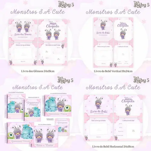 Combo Caderneta e Livros Monstros S.a Cute Menina Arquivo