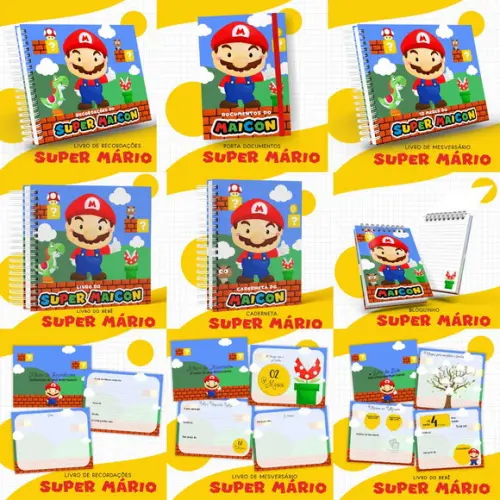 Combo Caderneta e Livros Super Mario Arquivo Digital