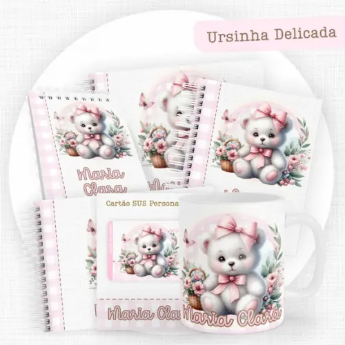 Combo Caderneta e Livros Ursinha Delicada Arquivo Digital