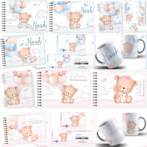 Combo Caderneta e Livros Ursinho Baby Aquarela Arquivo