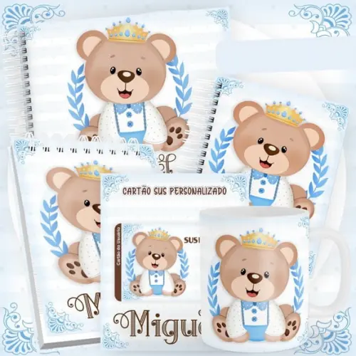 Combo Caderneta e Livros Ursinho Príncipe Azul Arquivo
