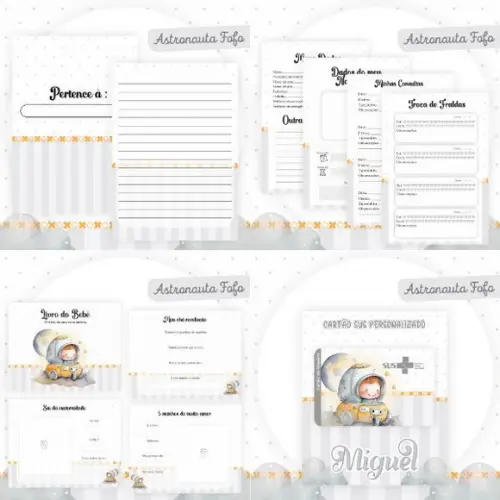 Combo Caderneta Livro Astronauta Fofo Arquivo Digital