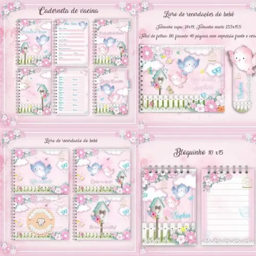 Combo Caderneta Livro e Bloquinho Jardim - Arquivo Digital