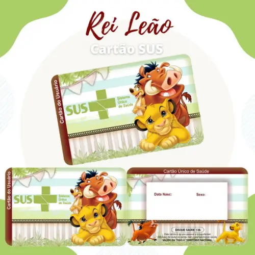 Combo Caderneta Livro e Cartão Sus Rei Leão Arquivo Digital