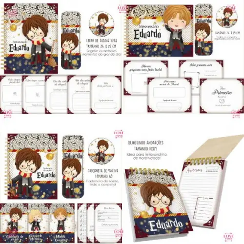 Combo Caderneta Livros Bloquinho Harry Potter