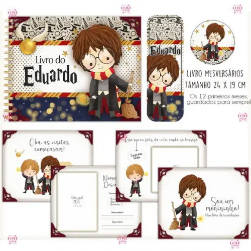 Combo Caderneta Livros Bloquinho Harry Potter