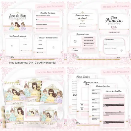 Combo Caderneta Livros Jardim das Princesas Arquivo Digital