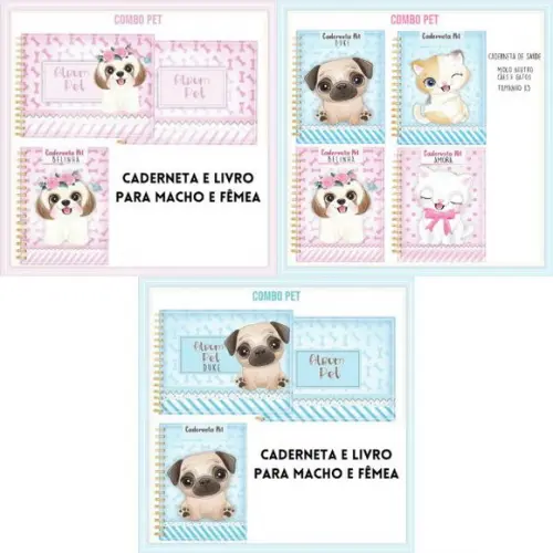 Combo Cadernetas Pets Arquivo Digital