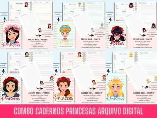 Combo Cadernos Princesas Arquivo Digital