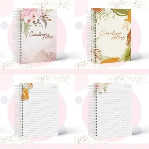 Combo Capa e Miolo Caderno Floral - 10 Modelos