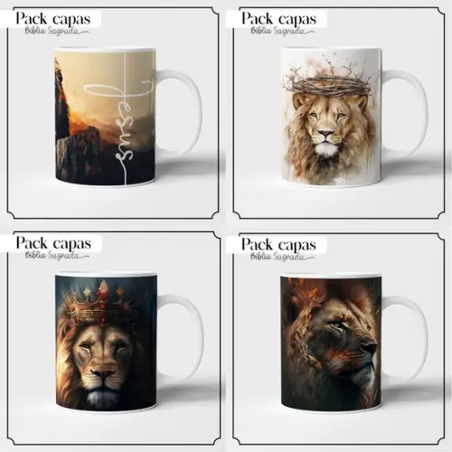 Combo Capas Bíblicas Masculinas e Caneca Arquivo Digital