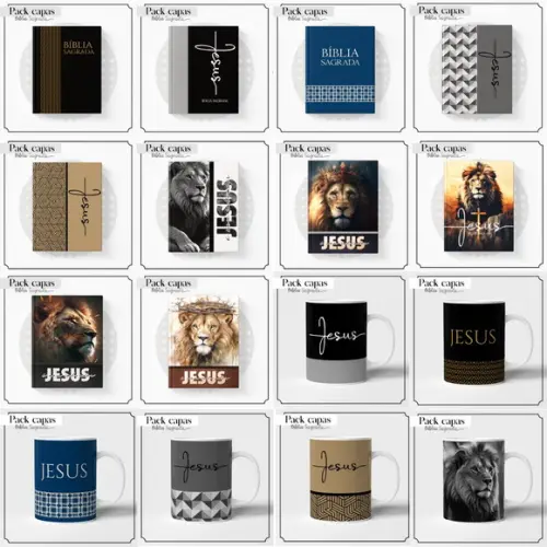 Combo Capas Bíblicas Masculinas e Caneca Arquivo Digital