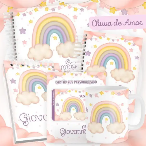 Combo Chuva de Amor Aquarela Arquivo Digital