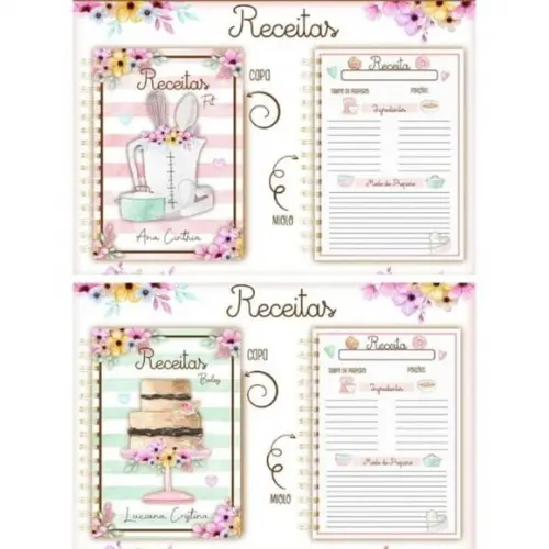 Combo com 5 Cadernos de Receitas - Arquivo Digital
