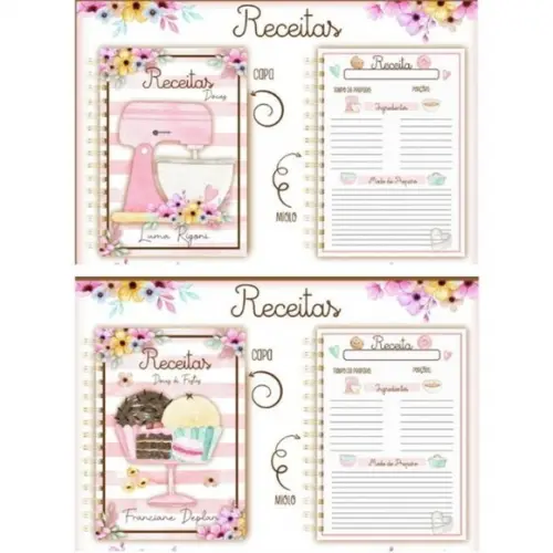 Combo com 5 Cadernos de Receitas - Arquivo Digital
