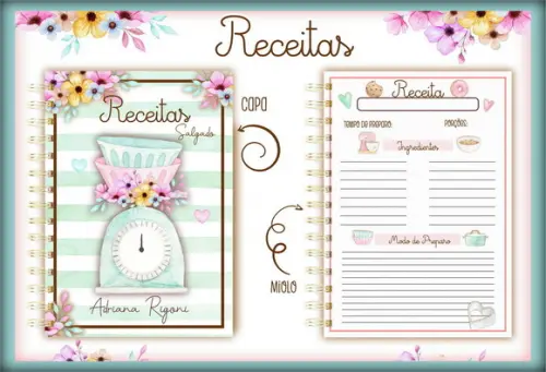 Combo com 5 Cadernos de Receitas - Arquivo Digital