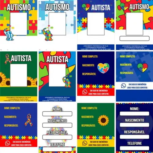 Combo Crachá Autismo e Tdah Arquivo Digital