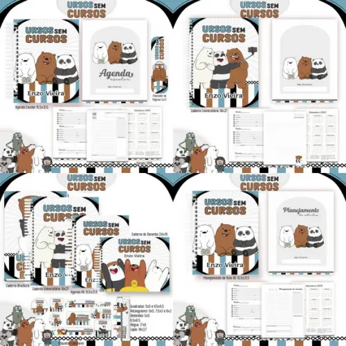 Combo Escolar 2025 Urso sem Curso Arquivo Digital