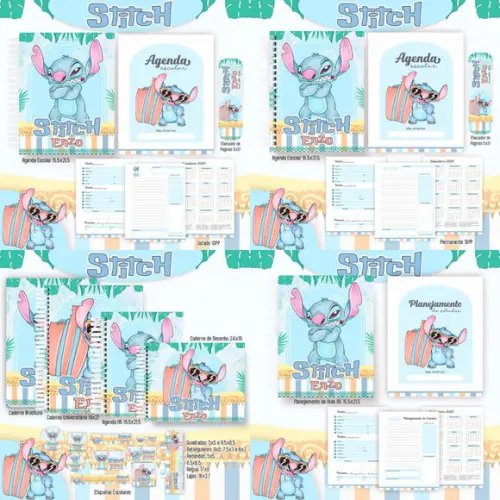 Combo Escolar 2025 Stitch Menino Arquivo Digital