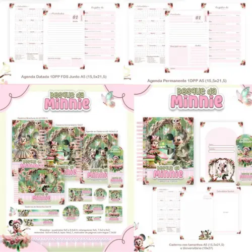 Combo Escolar Bosque da Minnie 2026 Arquivo Digital