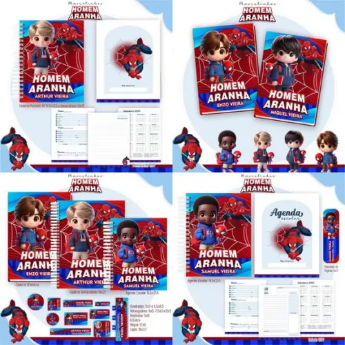 Combo Escolar Homem Aranha Cute 2025 Arquivo Digital