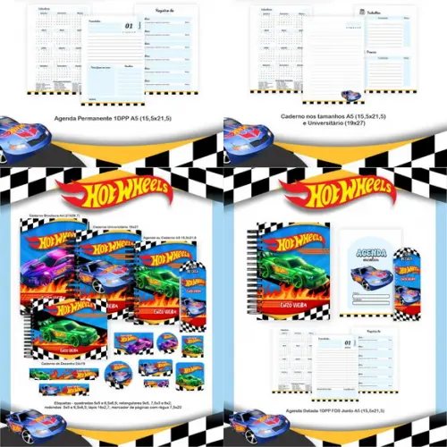 Combo Escolar Hot Wheels 2026 Arquivo Digital