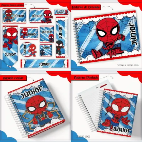 Combo Escolar Homem Aranha Cute Arquivo Digital