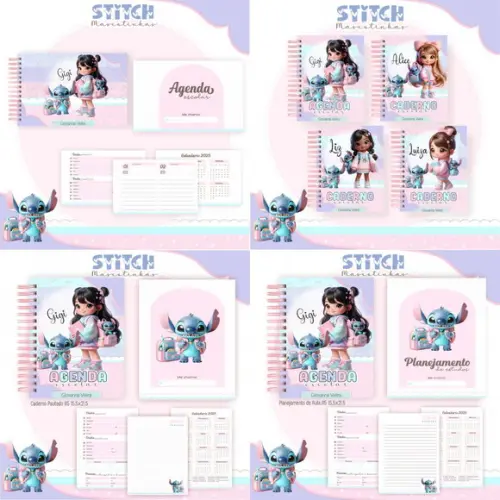 Combo Escolar Mascotinhas Stitch 2025 Arquivo Digital