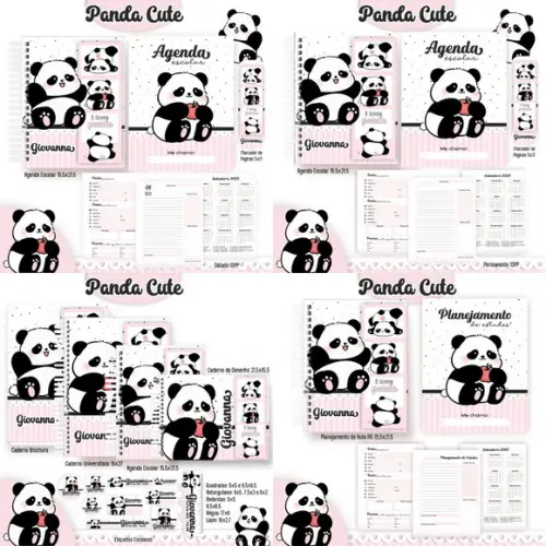 Combo Escolar Panda Cute Arquivo Digital