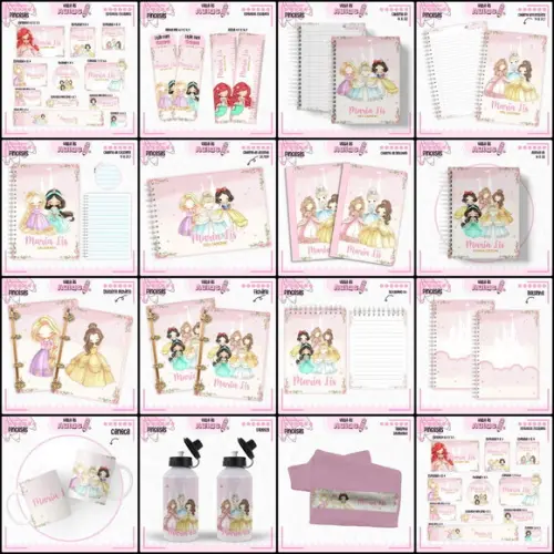 Combo Escolar Princesas Disney Cute 2025 Arquivo Digital