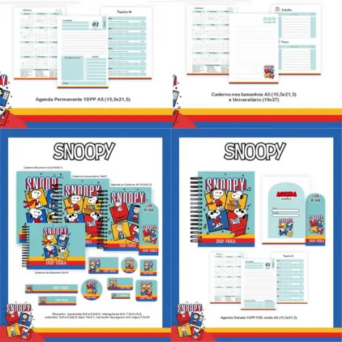 Combo Escolar Snoopy Menino 2026 Arquivo Digital