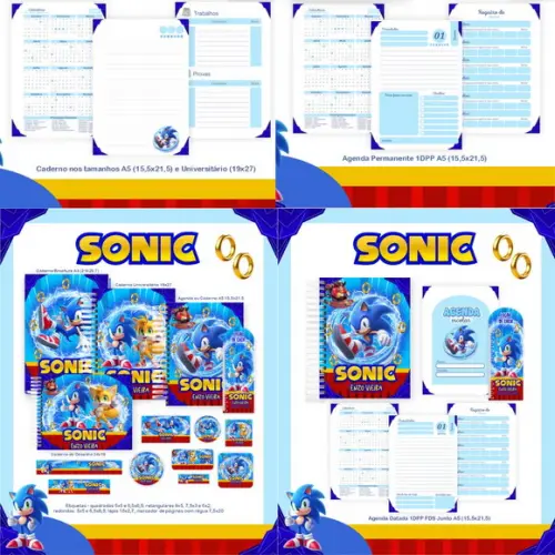 Combo Escolar Sonic 2026 Arquivo Digital