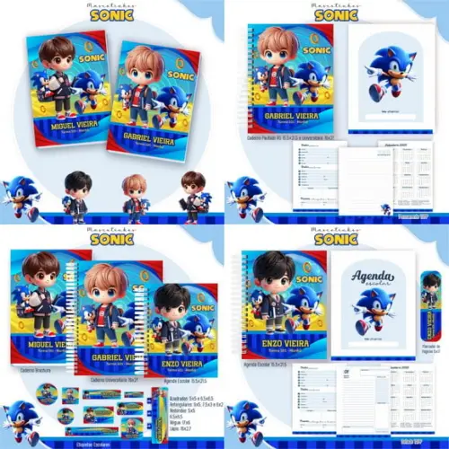 Combo Escolar Sonic Mascotinhos 2025 Arquivo Digital