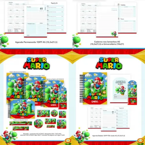 Combo Escolar Super Mario 2026 Arquivo Digital