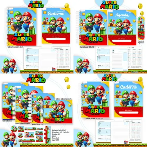 Combo Escolar Super Mario 2025 Arquivo Digital