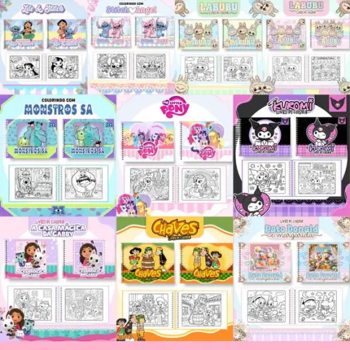 Combo Livros de Colorir 10 Temas 01 Arquivo Digital