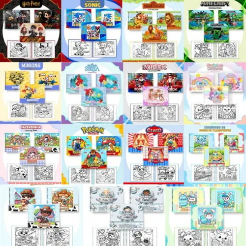 Combo Livros de Colorir 16 Temas - Arquivo Digital