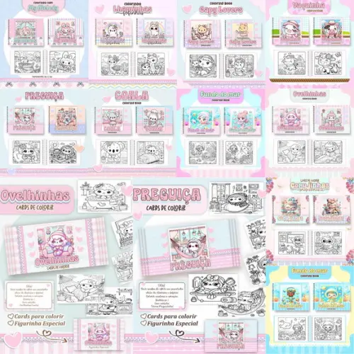 Combo Livros e Cards de Colorir 10 Temas #2- Arquivo Digital