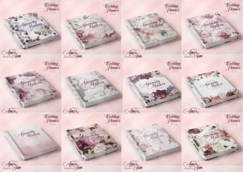 Combo Planner da Noiva Rosa e Dourado Arquivo Digital