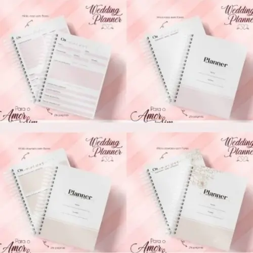 Combo Planner da Noiva Rosa e Dourado Arquivo Digital