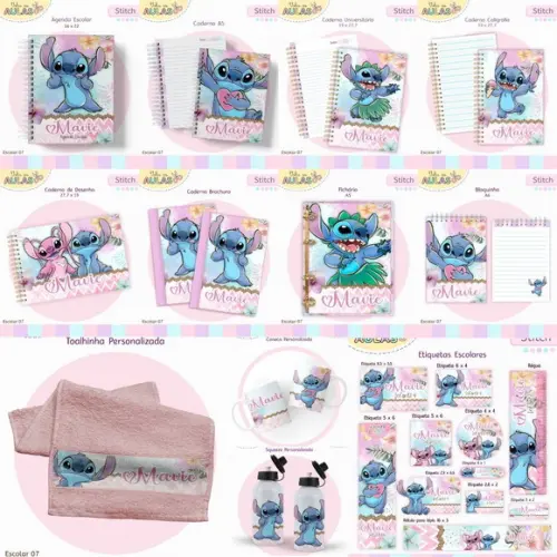 Combo Volta as Aulas Stitch Menina 2026 Arquivo Digital