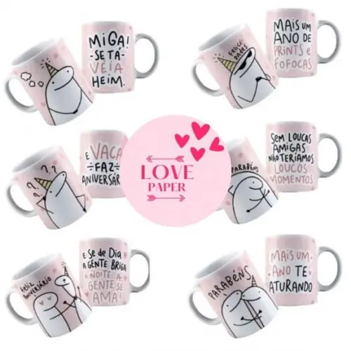 Flork Aniversário Amigas Arte Caneca - Arquivo Digital