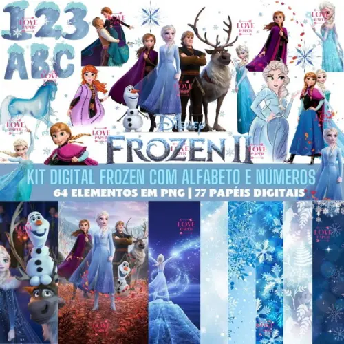 Kit Digital - Frozen com Alfabeto e Números