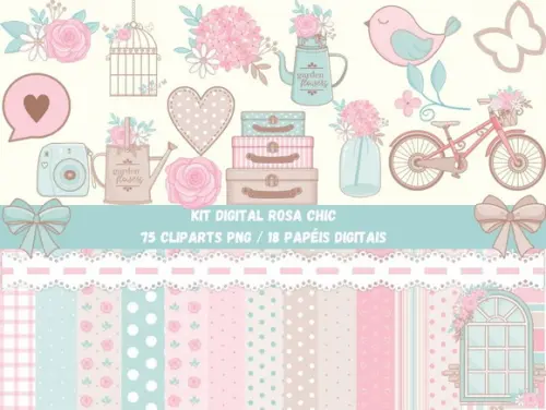 Kit Digital - Rosa Chic