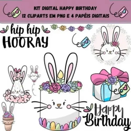 Kit Digital Birthday - Coelhinho