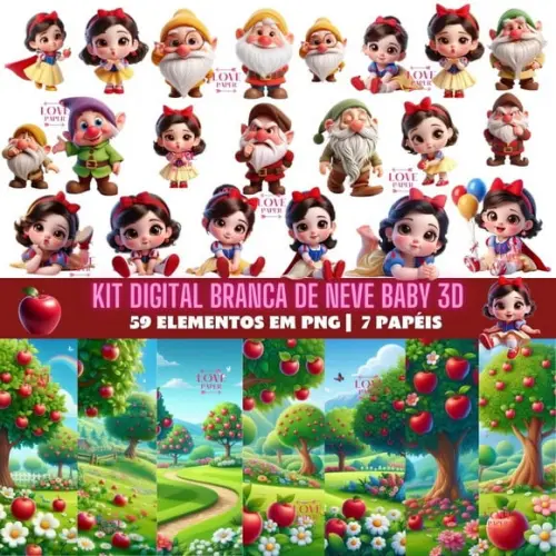 Kit Digital Branca de Neve Baby 3d