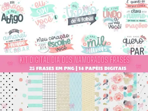 Kit Digital Dia dos Namorados Frases