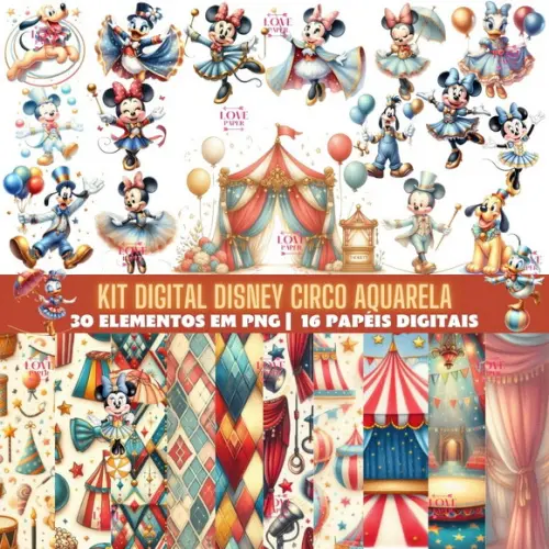 Kit Digital Disney Circo Aquarela